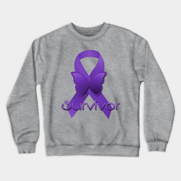 Purple Awareness Ribbon: Survivor Crewneck Sweatshirt by AlondraHanley